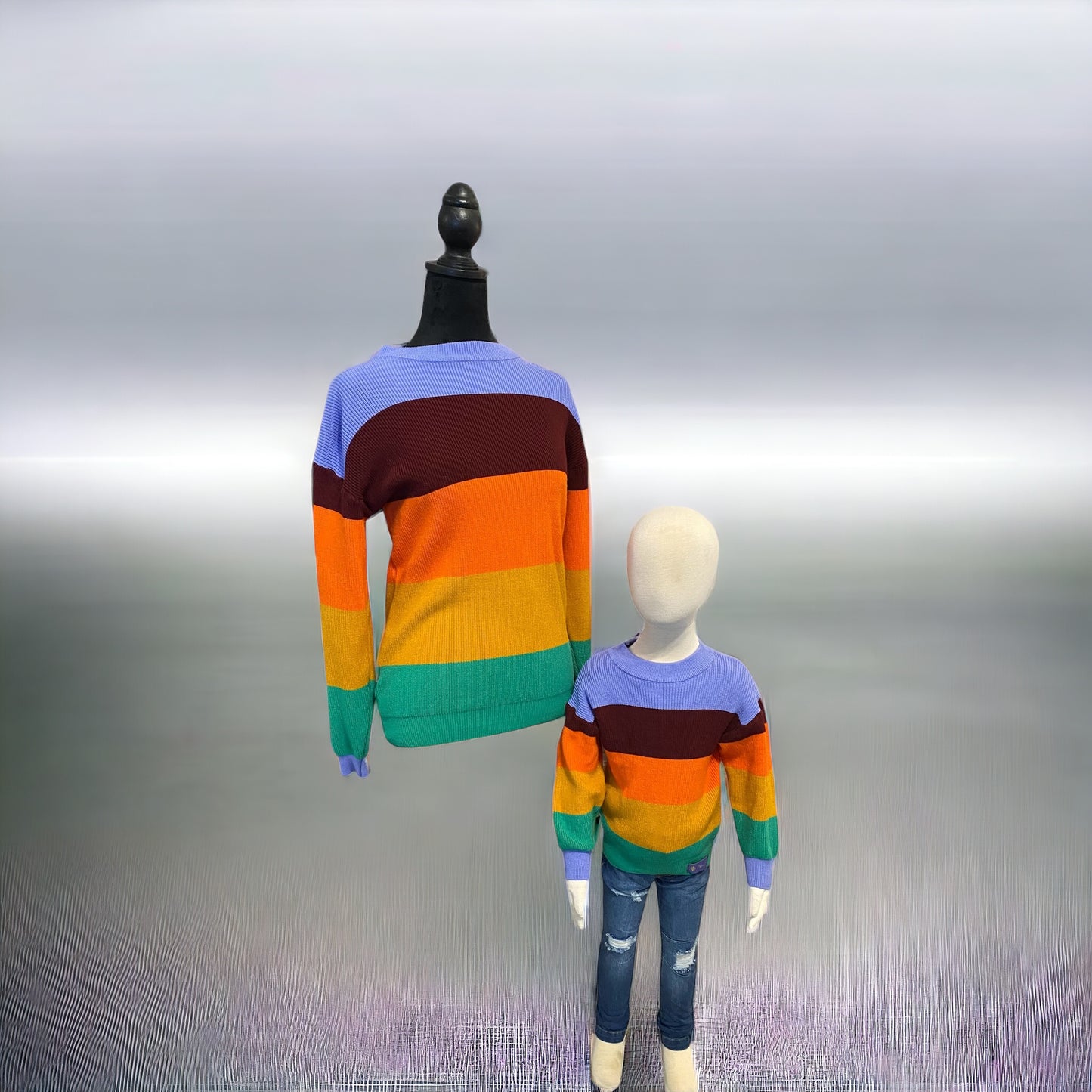 Mommy and me color block sweater