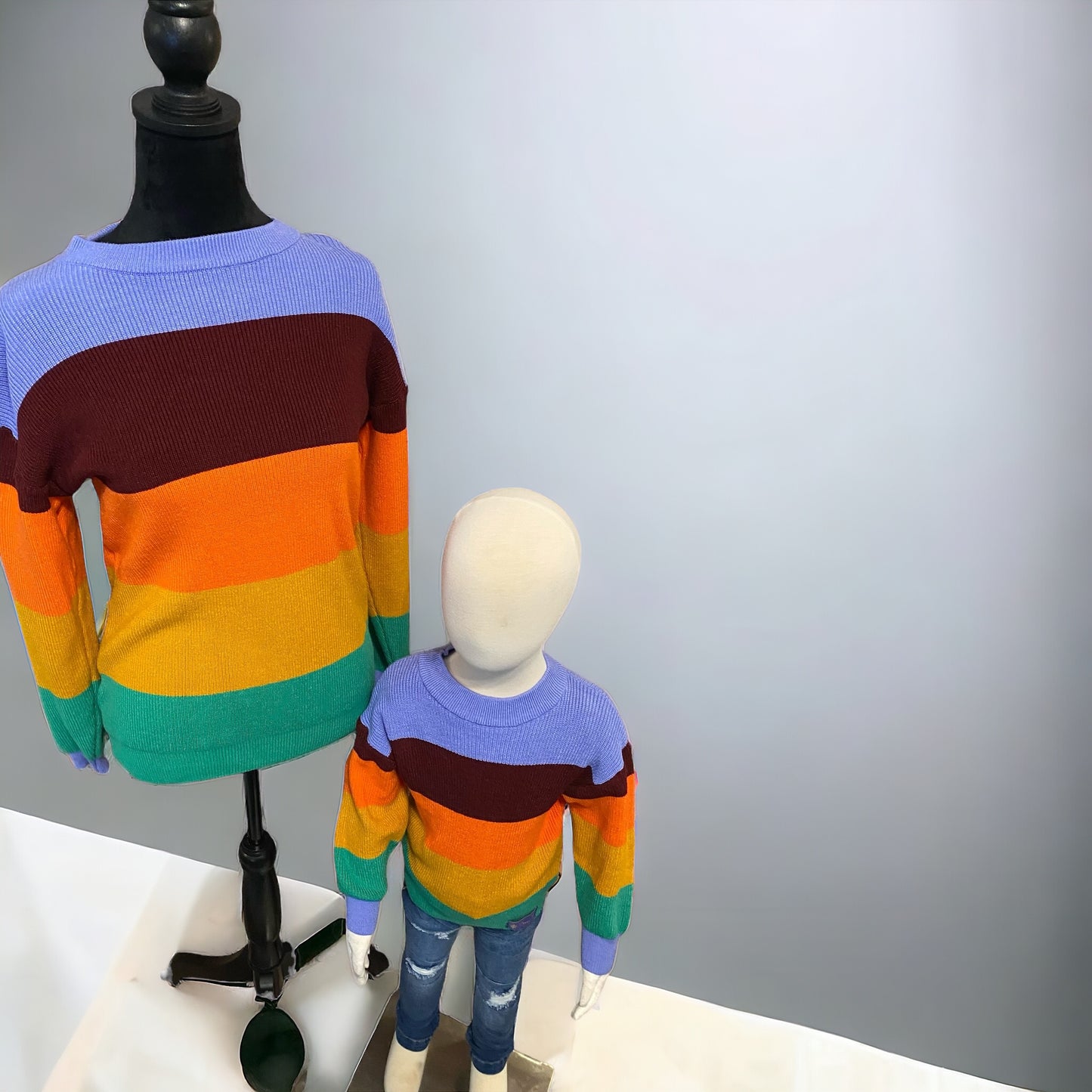 Mommy and me color block sweater