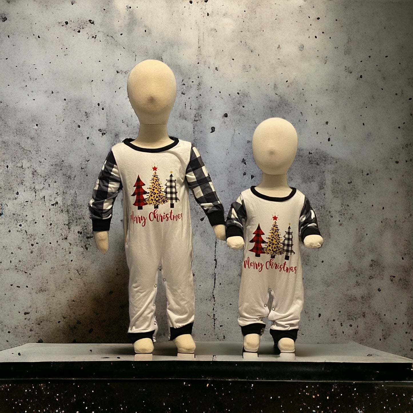 Merry Christmas white and plaid onesie
