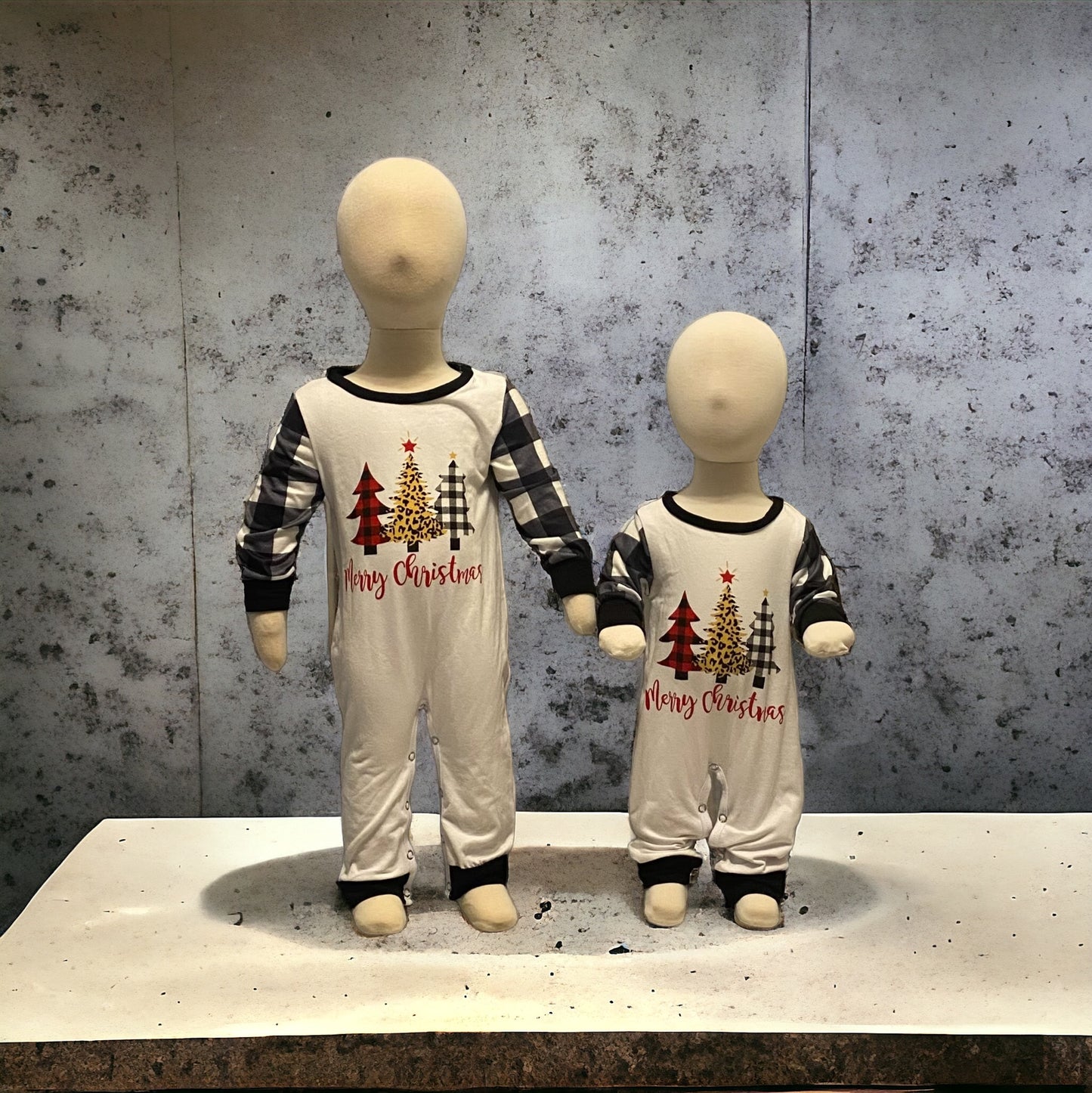 Merry Christmas white and plaid onesie
