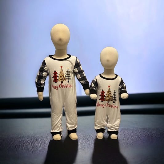 Merry Christmas white and plaid onesie