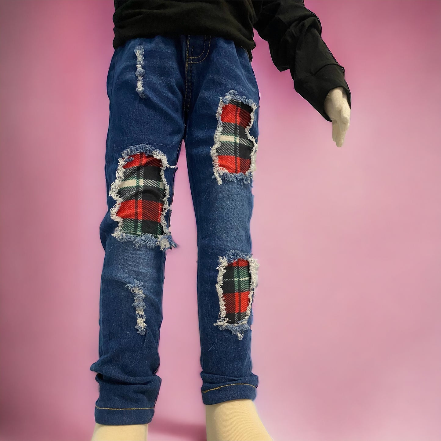 Plaid patches pants