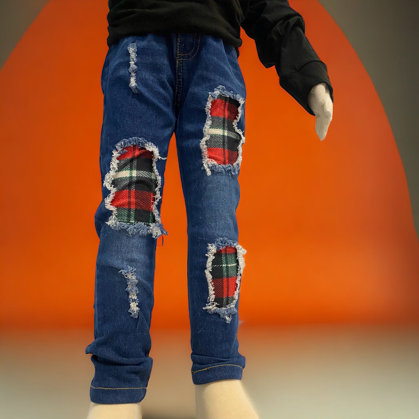 Plaid patches pants