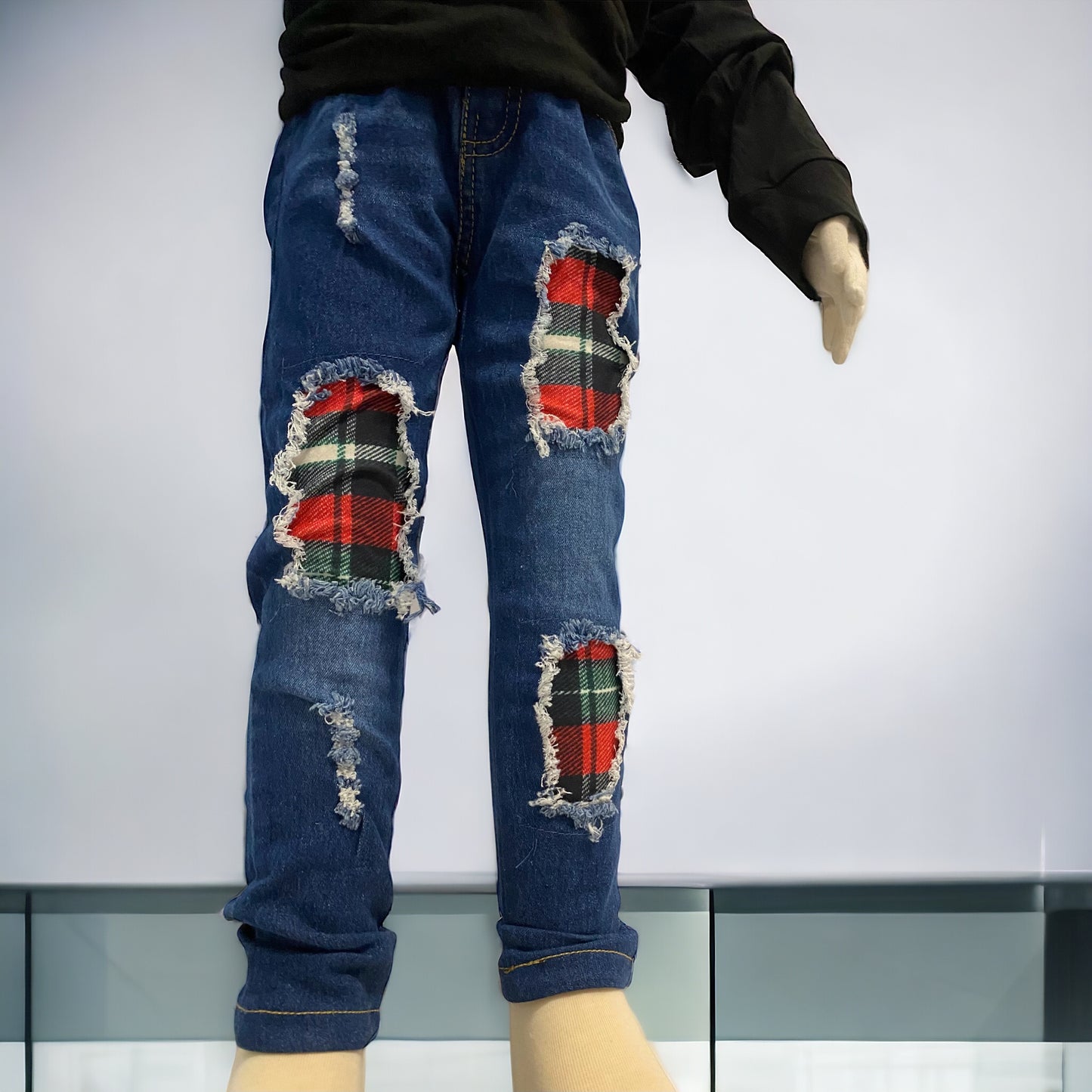 Plaid patches pants