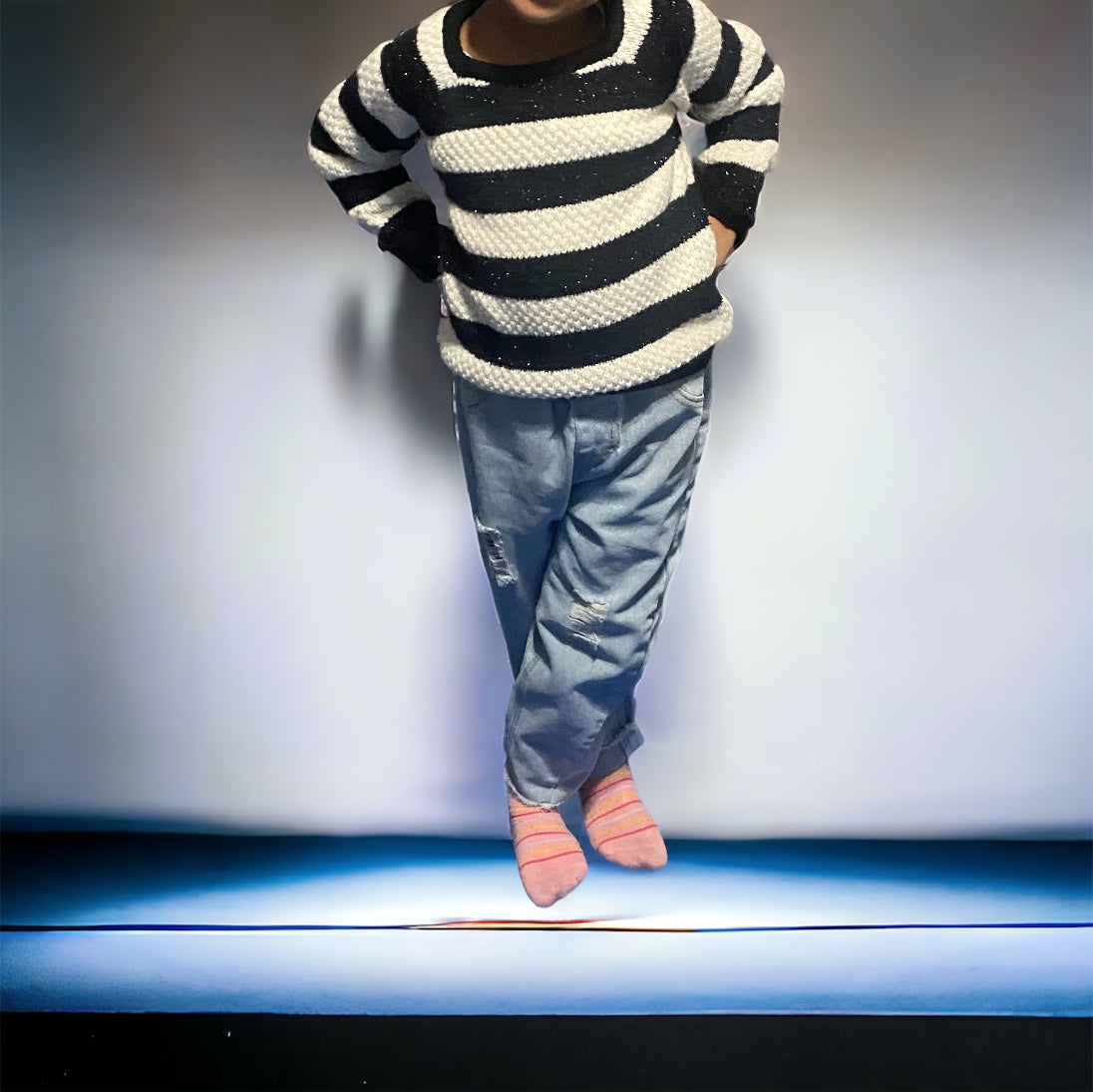 Black and white shimmer stripe sweater