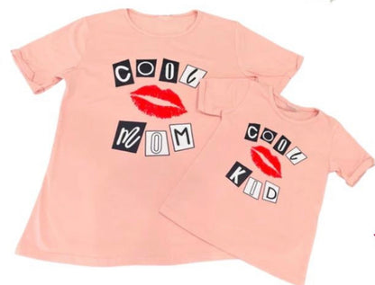 Pink “Cool Mom” & “Cool Kid” matching shirts