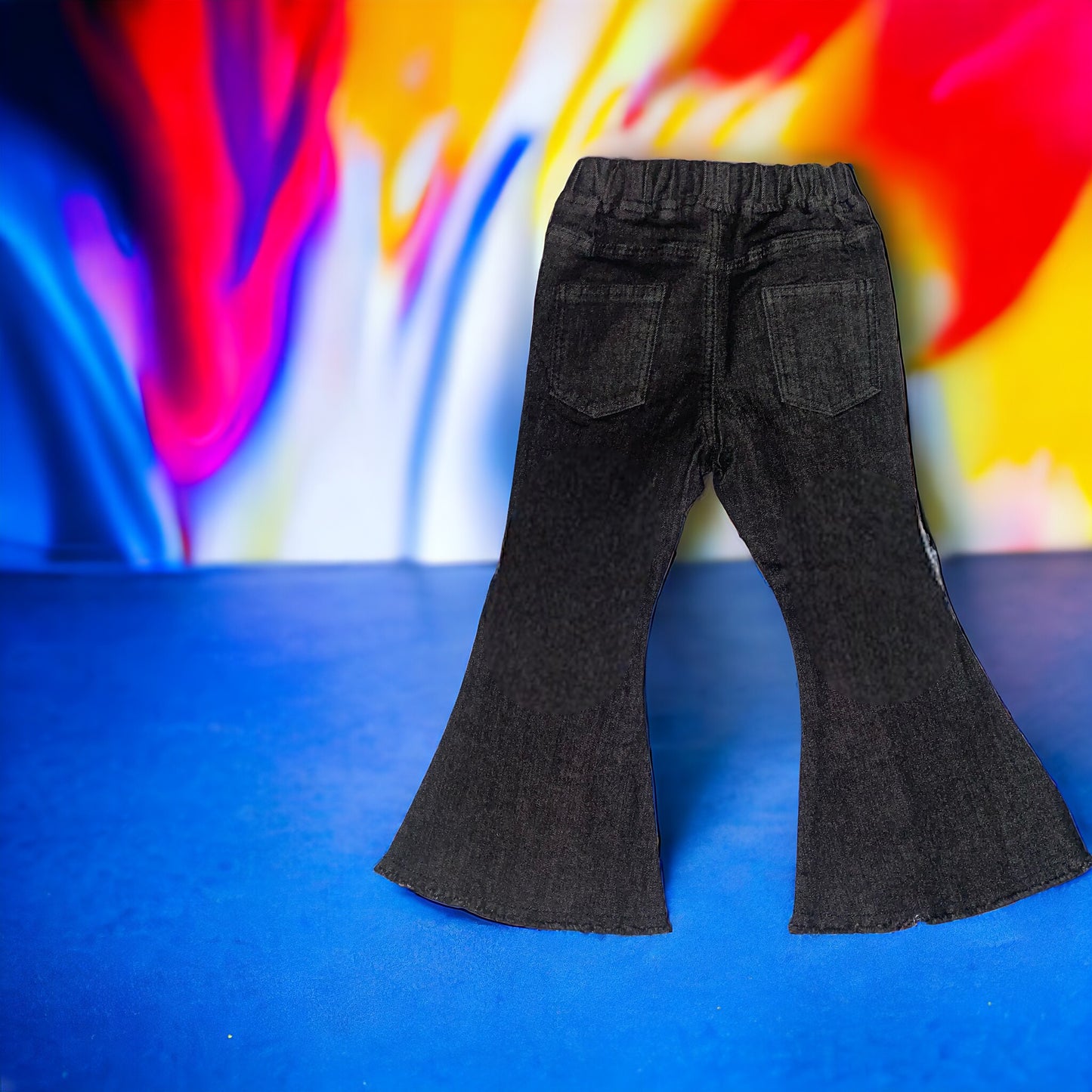 Black vintage flare bottom jeans with slits