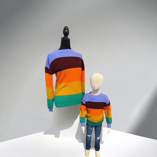 Mommy and me color block sweater