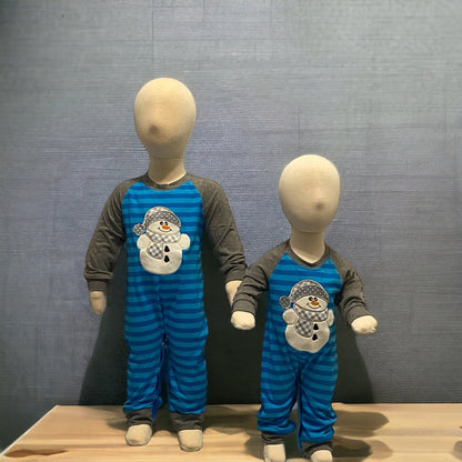 Blue & gray footless Snowman onesie