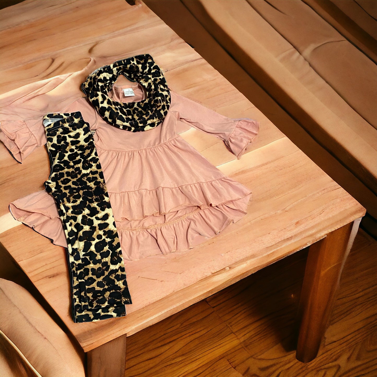 Pink and leopard high low 3 piece set