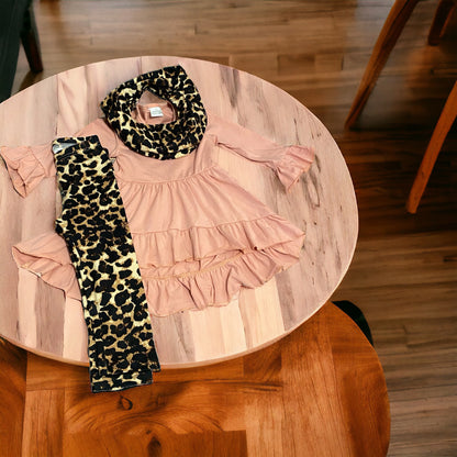 Pink and leopard high low 3 piece set