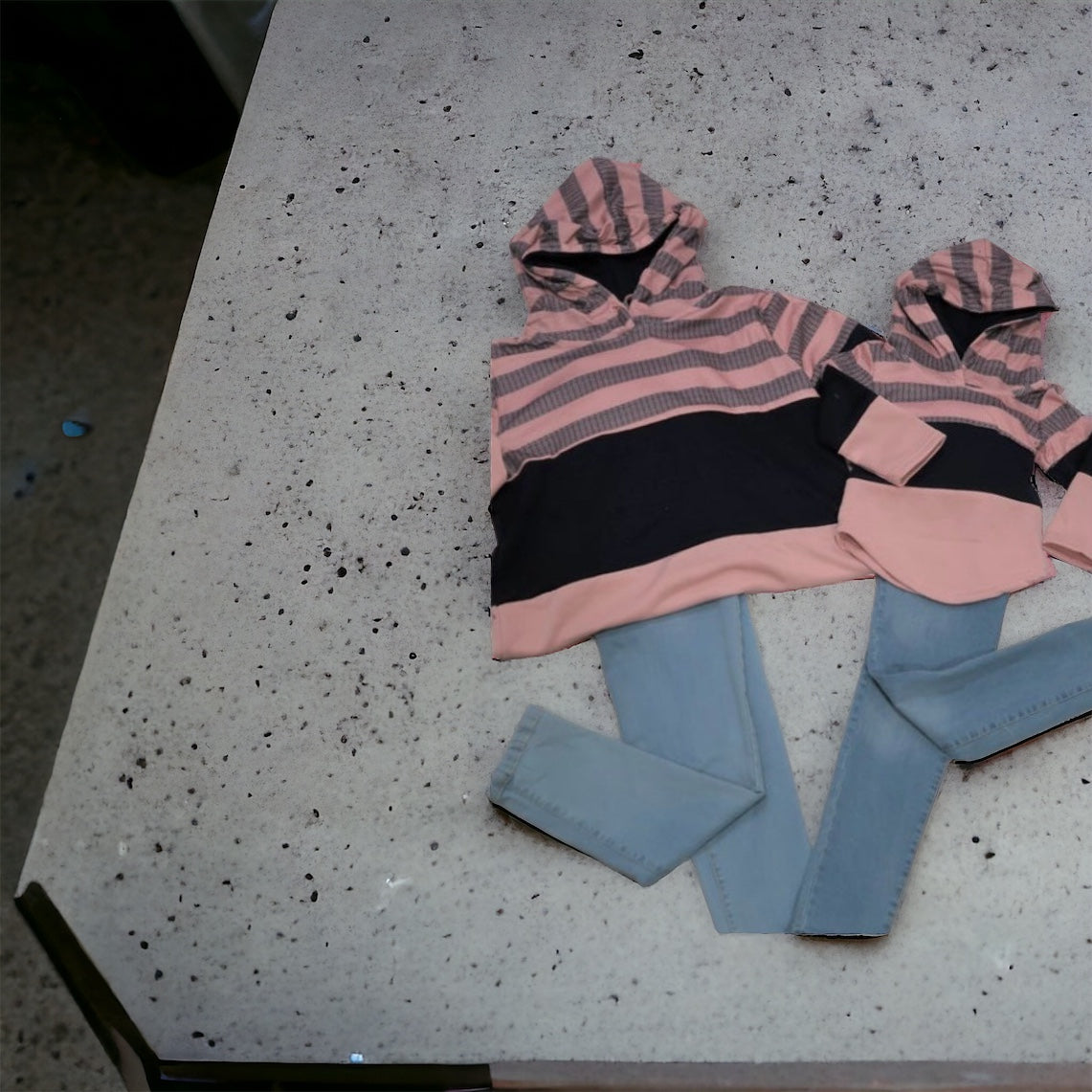 Navy blue & pink striped hoodie