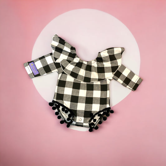 Plaid tassel onesie