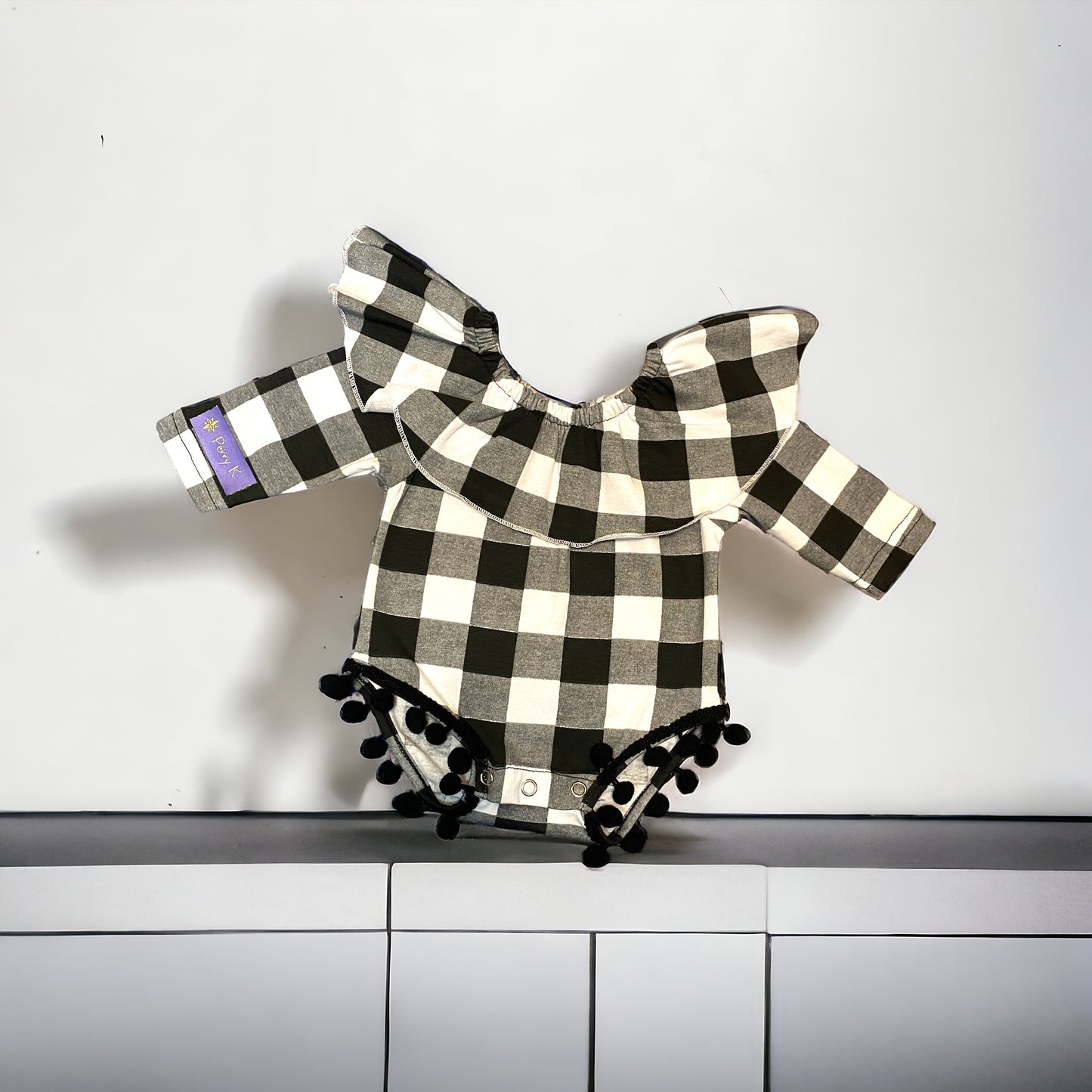 Plaid tassel onesie