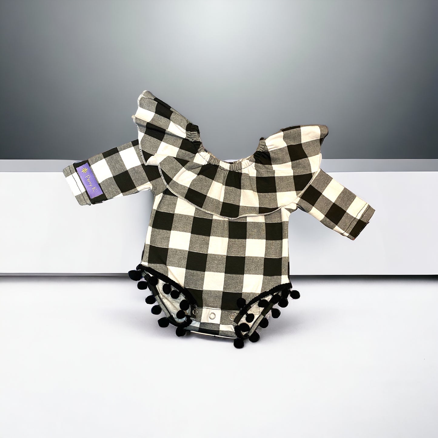 Plaid tassel onesie