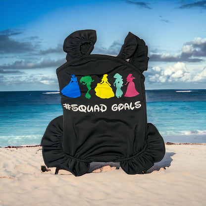 Black Squad Goals Princess theme bathing suit