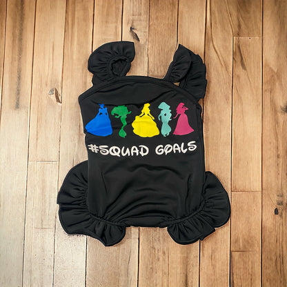 Black Squad Goals Princess theme bathing suit