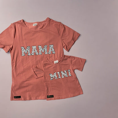 Mama and Mini Rose pink short sleeve tees