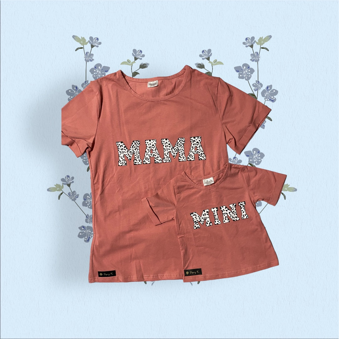 Mama and Mini Rose pink short sleeve tees