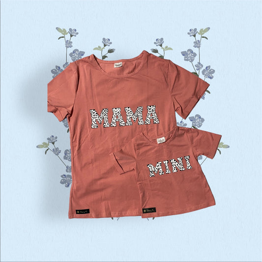 Mama and Mini Rose pink short sleeve tees