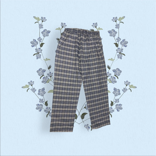 Blue, gray, white Plaid 2 pocket trousers